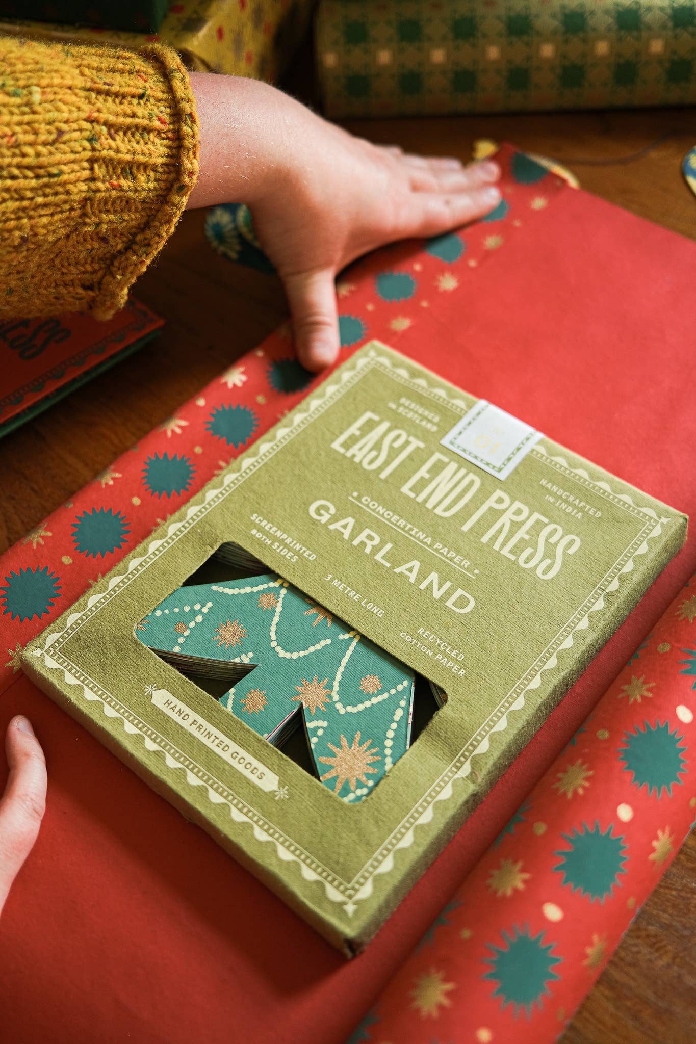 east end press wrapping paper present gift christmas holiday garland recycled