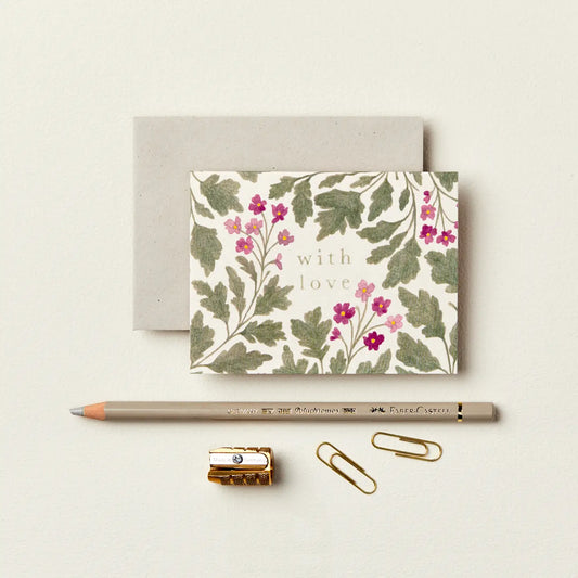 Leafs Floral Pencil with love pink green pattern organic