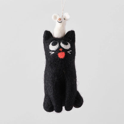 'Clint' Hanging Cat Felt Ornament · Wrap