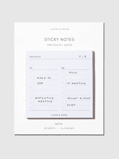 Time Block Sticky Note · Cloth & Paper