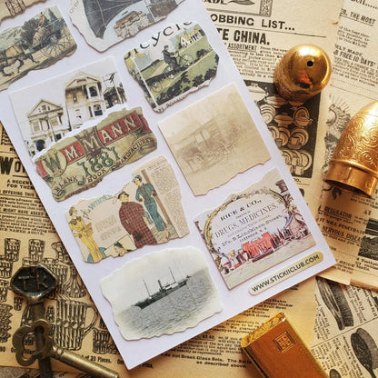 Antique Ephemera Sticker Sheet · STICKII
