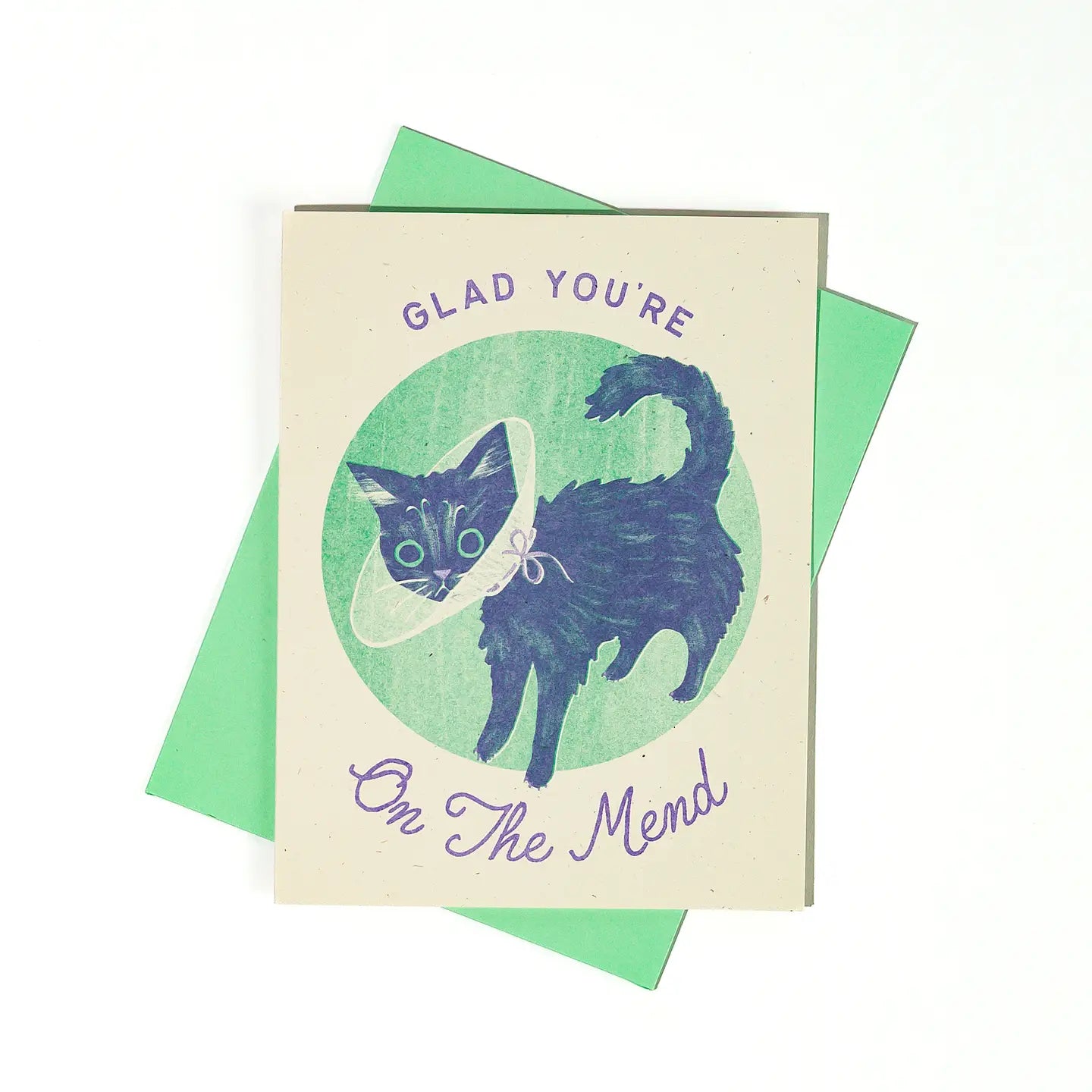 Glad You Are On The Mend Risograph Card  · Bromstad Printing Co.