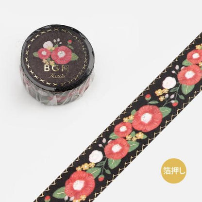 Embroidered Ribbon Camellia Washi Tape · BGM