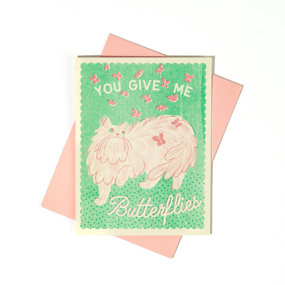 You Give Me Butterflies - Risograph Card · Bromstad Printing Co.
