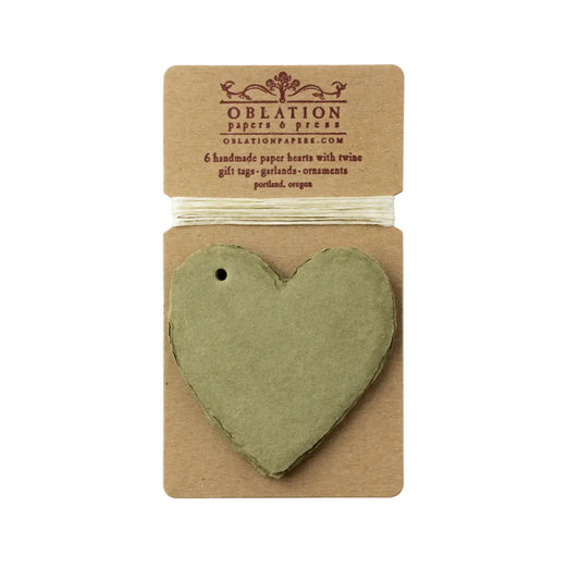 Petite Olive Handmade Paper Heart Tag · Oblation Papers & Press