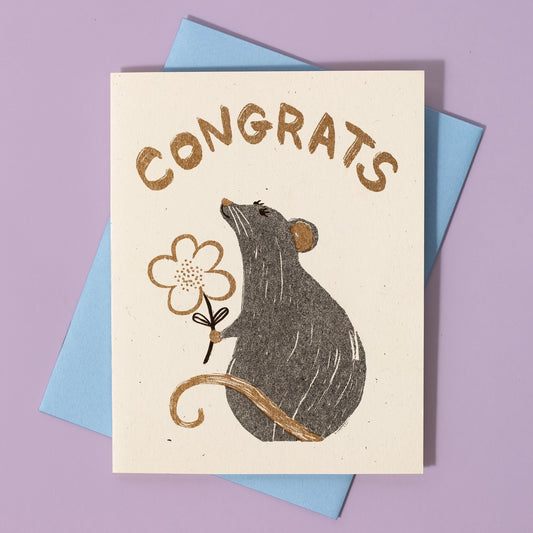 Congrats Rat Risograph Card · Bromstad Printing Co.