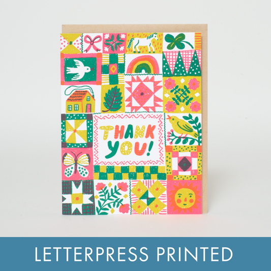 Folk Quilt Thanks Letterpress Card · Phoebe Wahl & Egg Press