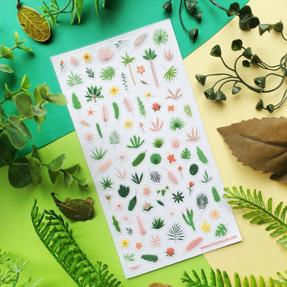 Tropical Flora Stamps Sticker Sheet