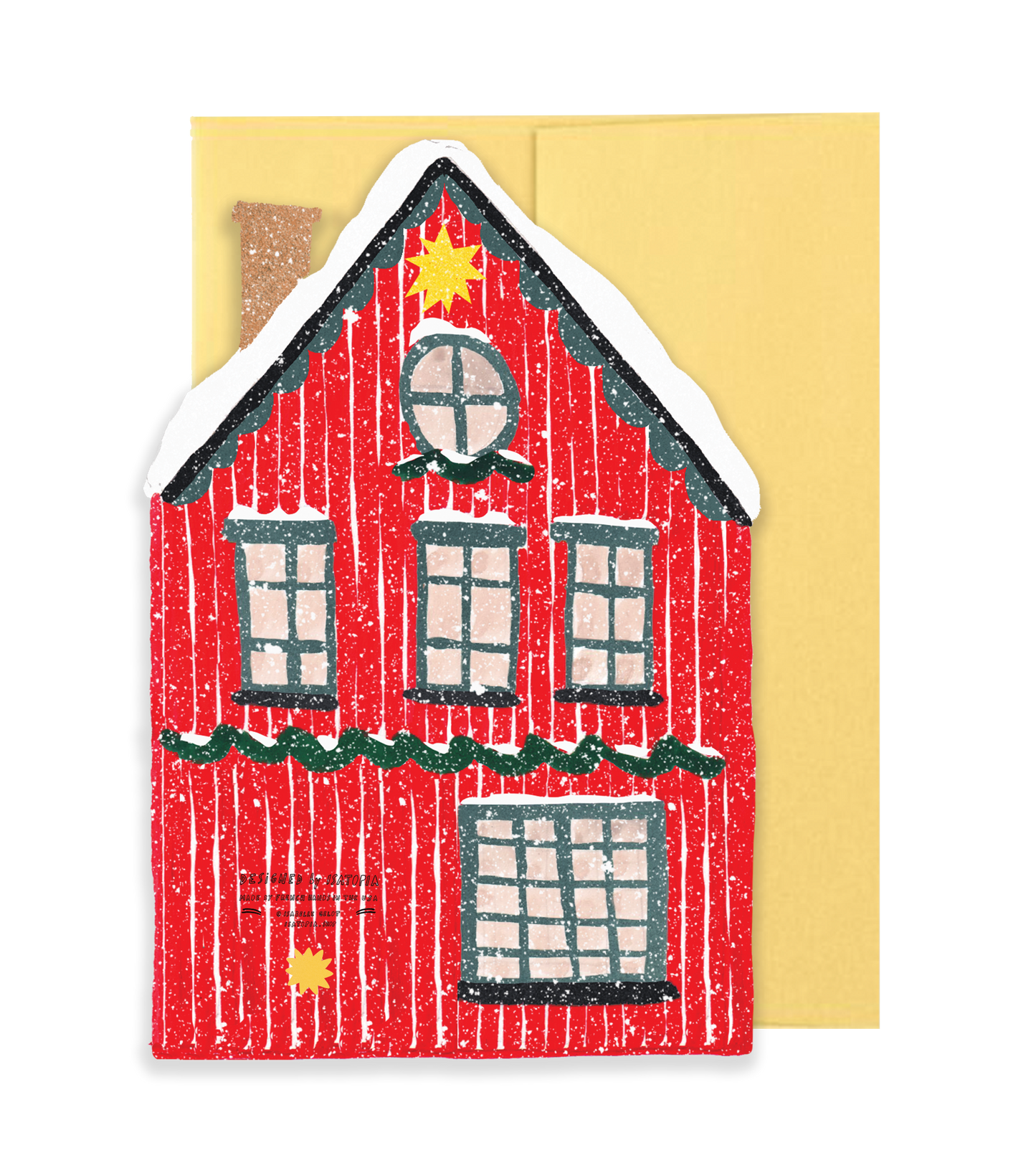 Red Cottage Die Cut Card - Winter Cottage Collection · Isatopia