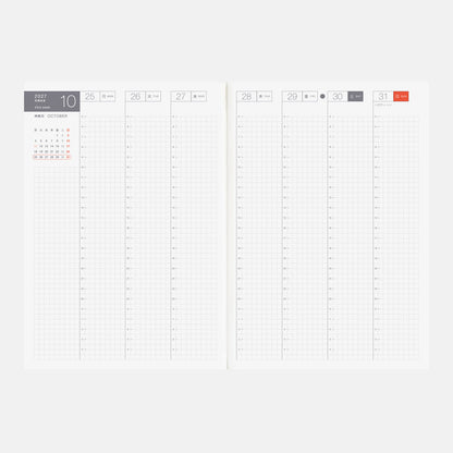 2027 Hobonichi Techo Japanese Cousin Avec Books《A5 size/Daily 6-month x 2 book set/Jan start/Mon start》