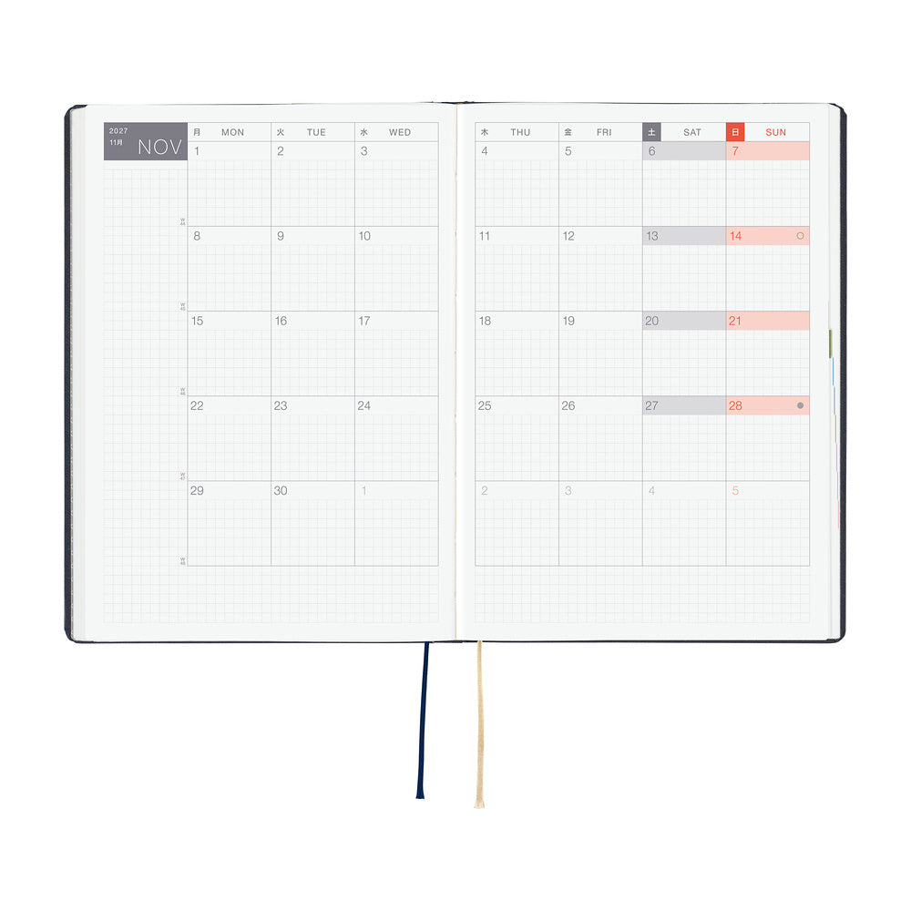 2027 Hobonichi HON Slash (Navy) 《ENG/A5/Daily/Jan start/Mon start》