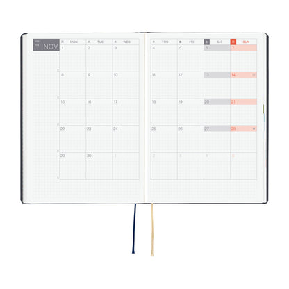2027 Hobonichi HON Slash (Navy) 《ENG/A5/Daily/Jan start/Mon start》
