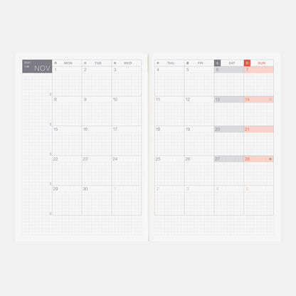 2027 Hobonichi Techo English Cousin Book《A5 size/Daily/Jan start/Mon start》