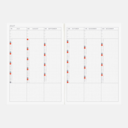2027 Hobonichi Techo English Cousin Book《A5 size/Daily/Jan start/Mon start》