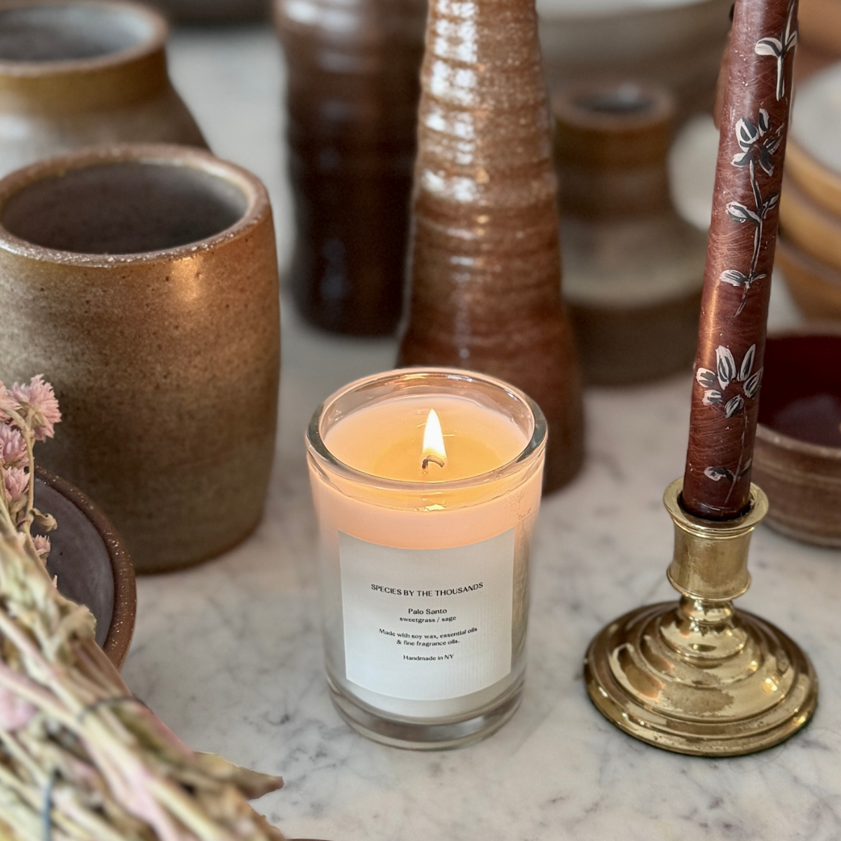 Palo Santo, Sweetgrass + Sage Handcrafted Scented Soy Candle · Species by the Thousands