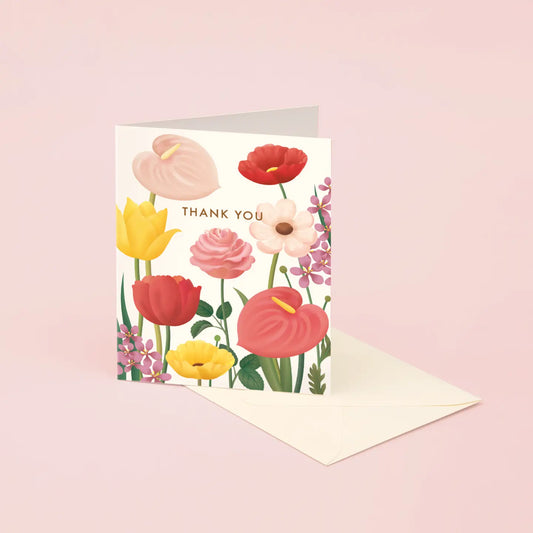 Pink Floral Garden Thank You Card  · Clap Clap