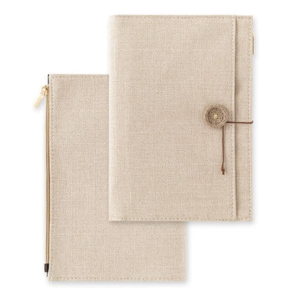 Beige Cloth Yuru Log B6 Notebook Cover · Midori