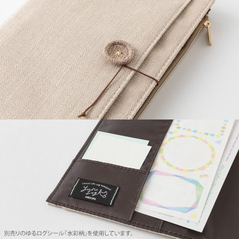 Beige Cloth Yuru Log B6 Notebook Cover · Midori