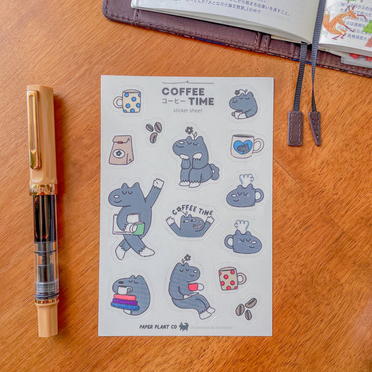 Coffee Time Clear Sticker Sheet · Paper Plant Co