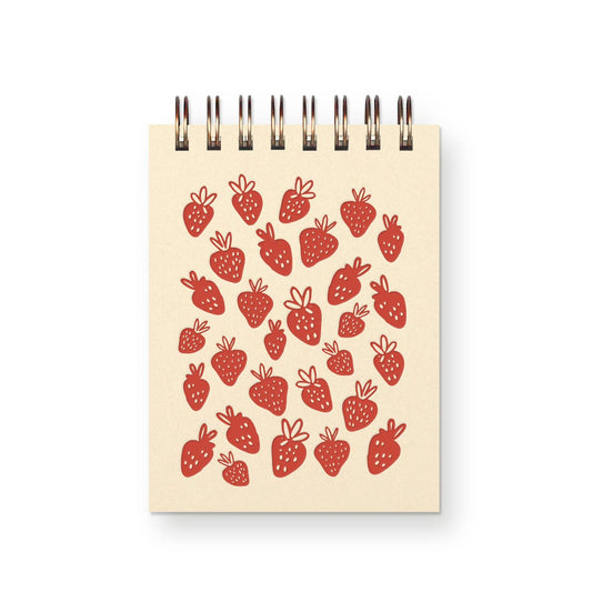 Strawberry Pattern Mini Jotter Notebook · Ruff House Print Shop