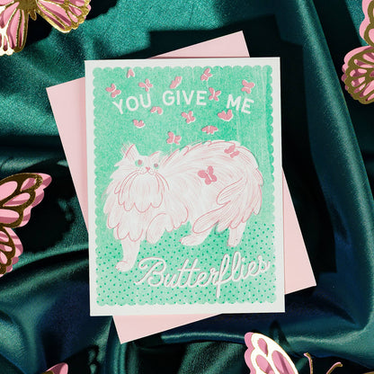 You Give Me Butterflies - Risograph Card · Bromstad Printing Co.