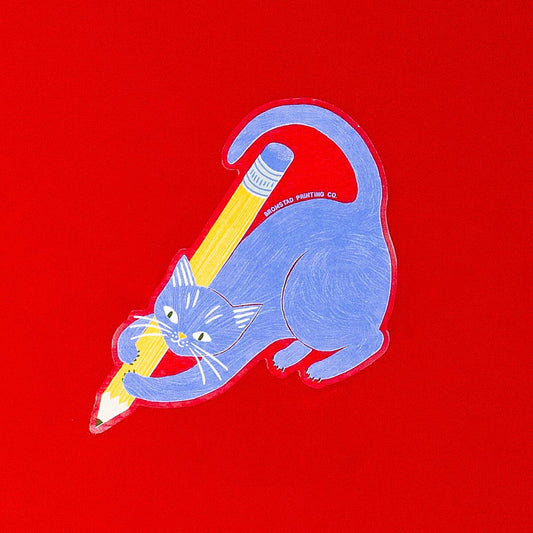 Pencil Cat Clear Sticker · Bromstad Printing Co.