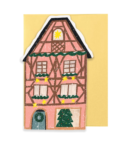 Pink Cottage Die Cut Card · Isatopia