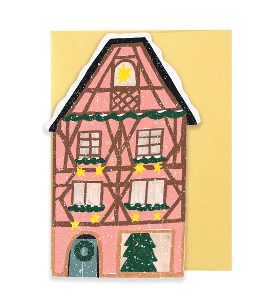 Pink Cottage Die Cut Card · Isatopia