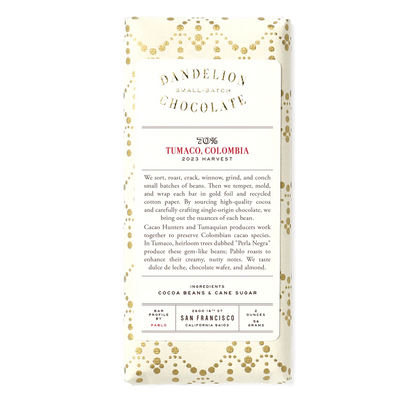 Tumaco Columbia 70% Chocolate Bar · Dandelion Chocolate