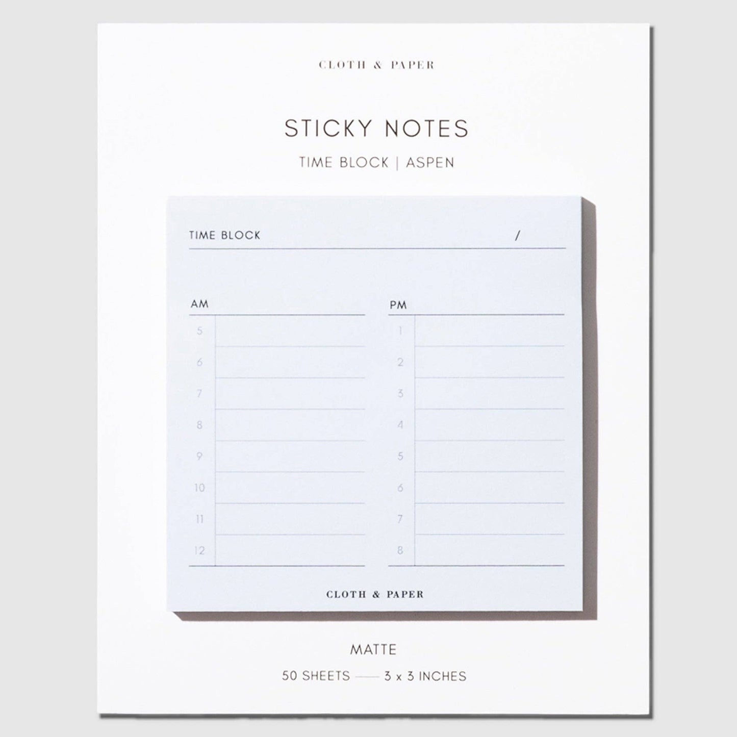 Time Block Sticky Note · Cloth & Paper