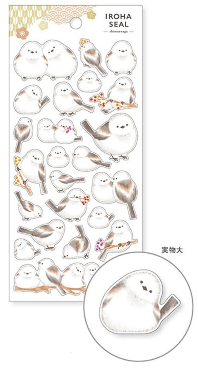 Long-Tailed Tit / Iroha Seal Sticker Sheet · Mind Wave