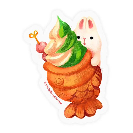 Taiyaki with Bunny Clear Sticker · The Little Red House