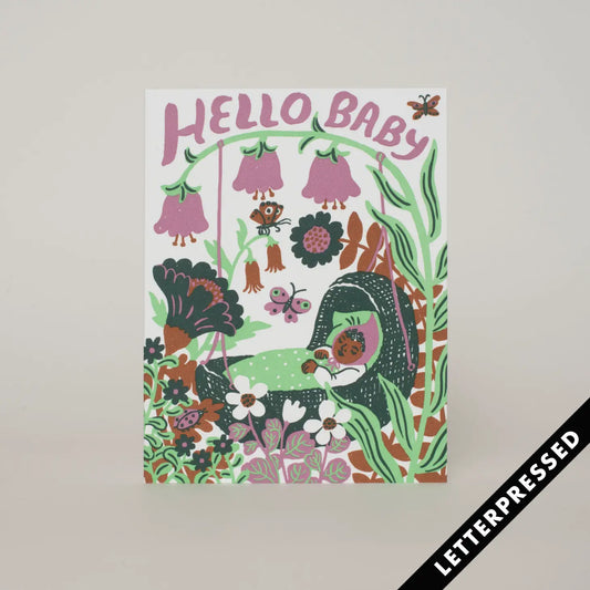 Hello Baby Bassinet Purple Card · Phoebe Wahl