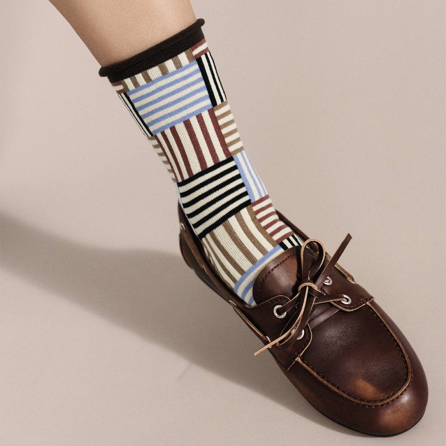 Brown Striped Tile Socks · Hansel+Basel
