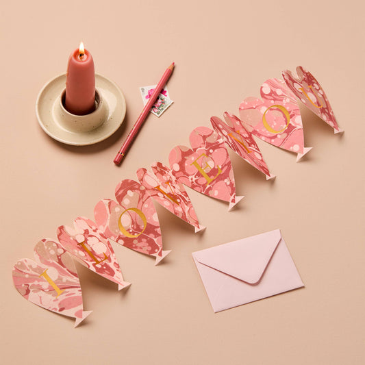 Heart Concertina 'I Love You' Mini Card · Wanderlust Paper Co.