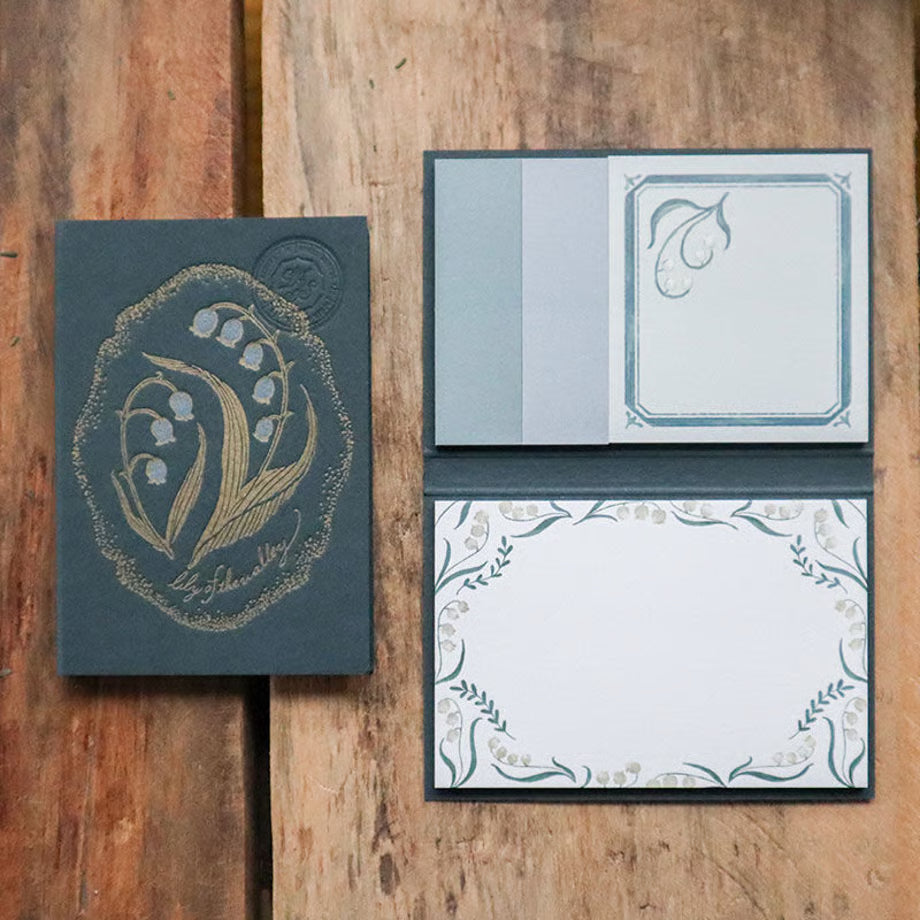 Lily of the Valley Letterpress Book-Style Sticky Notes・Keibunsha & meriBUN