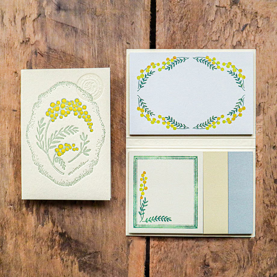 Mimosa Letterpress Book-Style Sticky Notes・Keibunsha & meriBUN