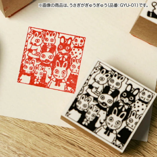 Animal Crowd / Decorative Gyugyu Wooden Stamp · Sanby x Yumi Kitagishi