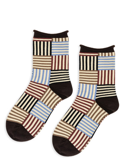 Brown Striped Tile Socks · Hansel+Basel