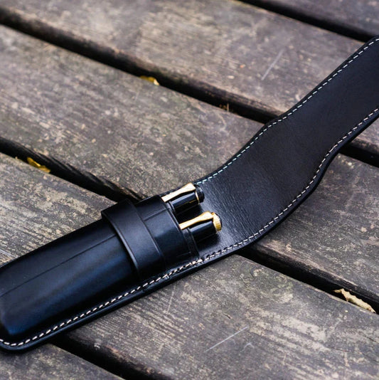 Leather Flap Pen Case / Black Two Pens · Galen Leather Co.