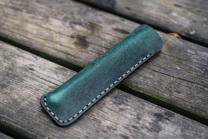 Leather Single Pen Sleeve / Crazy Horse Forest Green · Galen Leather Co.