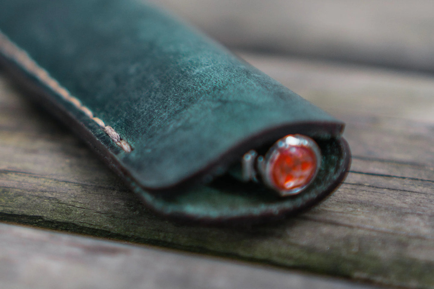 Leather Single Pen Sleeve / Crazy Horse Forest Green · Galen Leather Co.