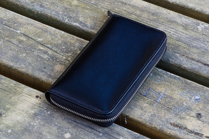 Black 3 Slots Leather Zippered Pen Case · Galen Leather Co.
