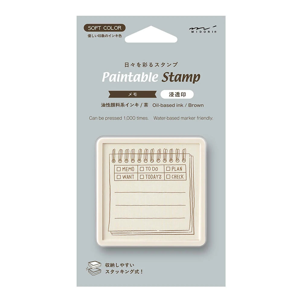 Memo Soft Color Pre-Inked Paintable Stamp · Midori