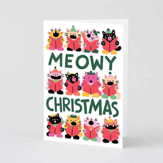 Meowy Christmas Embossed Holiday Greeting Card · Wrap