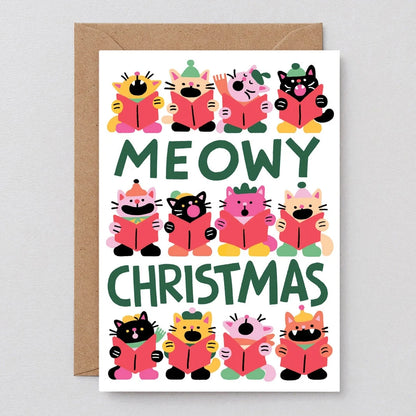 Meowy Christmas Embossed Holiday Greeting Card · Wrap