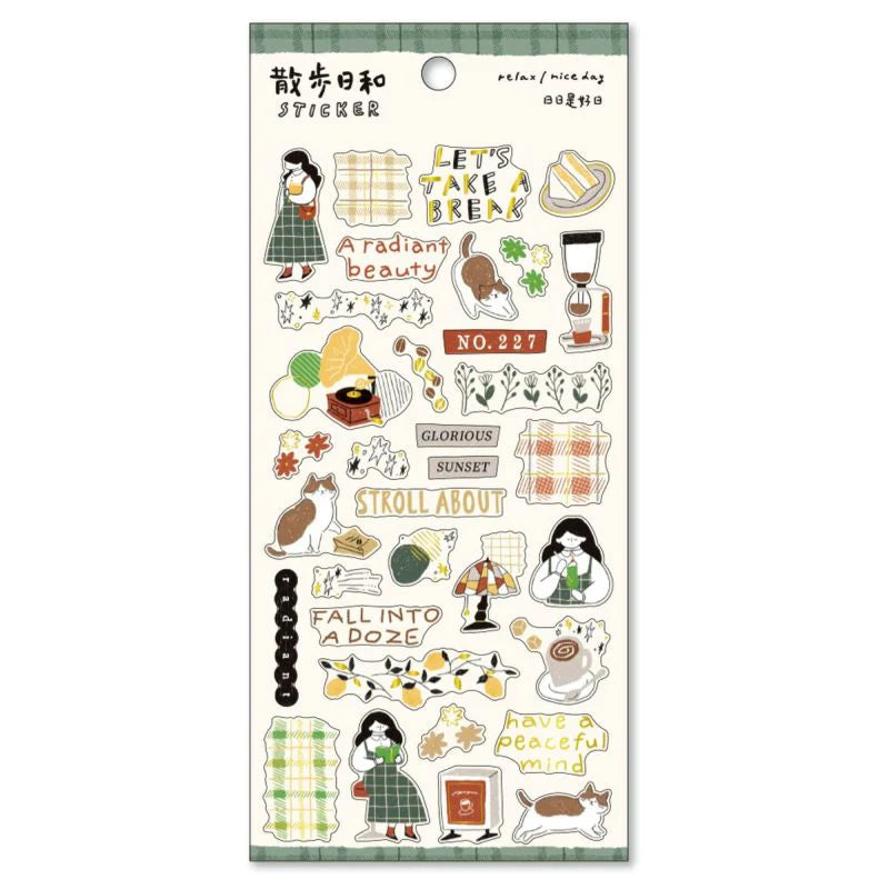 Going to the Coffee Shop Perfect Day for a Walk Series Sticker Sheet · Mind Wave