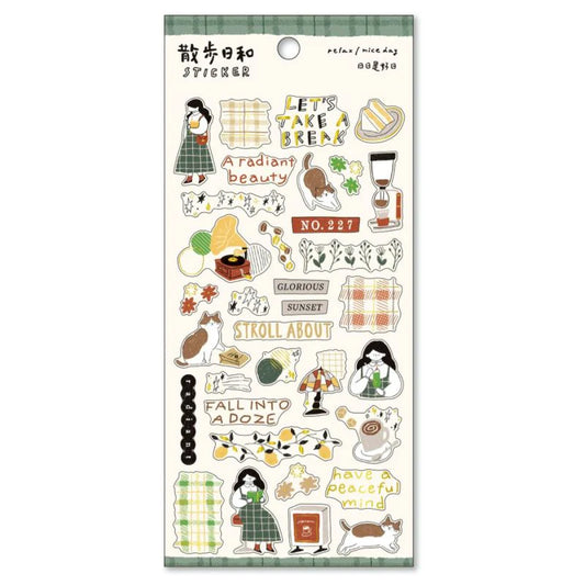 Going to the Coffee Shop Perfect Day for a Walk Series Sticker Sheet · Mind Wave