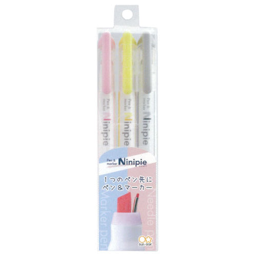 Ninipie Dual Tip Highlighter 3-Piece Set · sun-star