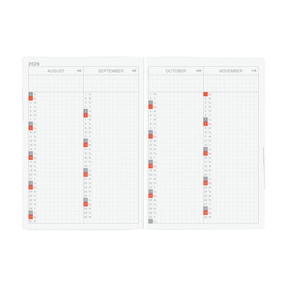 2026 Hobonichi Techo A6 English HON Paper Series: Black Gingham 《January Start | English | A6》